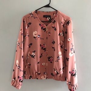 Pink Floral Bomber Jacket